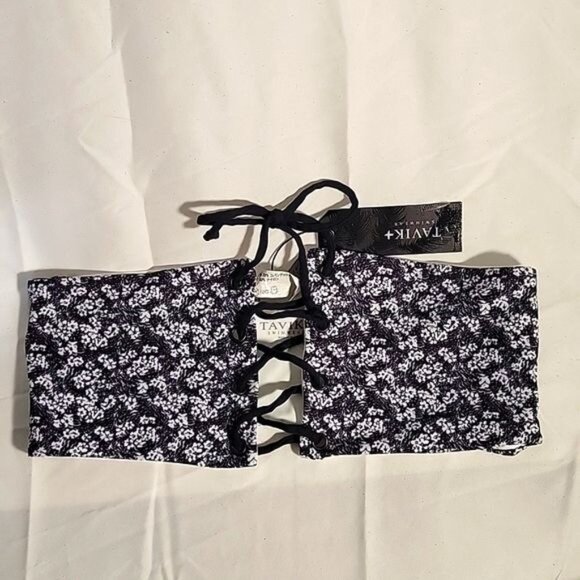 Revolve Tavik | Mirage Fern Bandeau Ditsy Floral Swim Top XS black/white - Picture 3 of 8